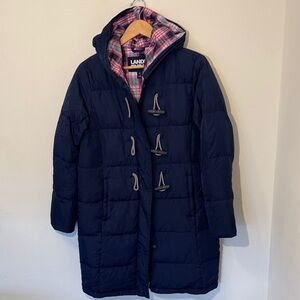 Lands' End Women’s Dark Blue Toggle Puffer Coat